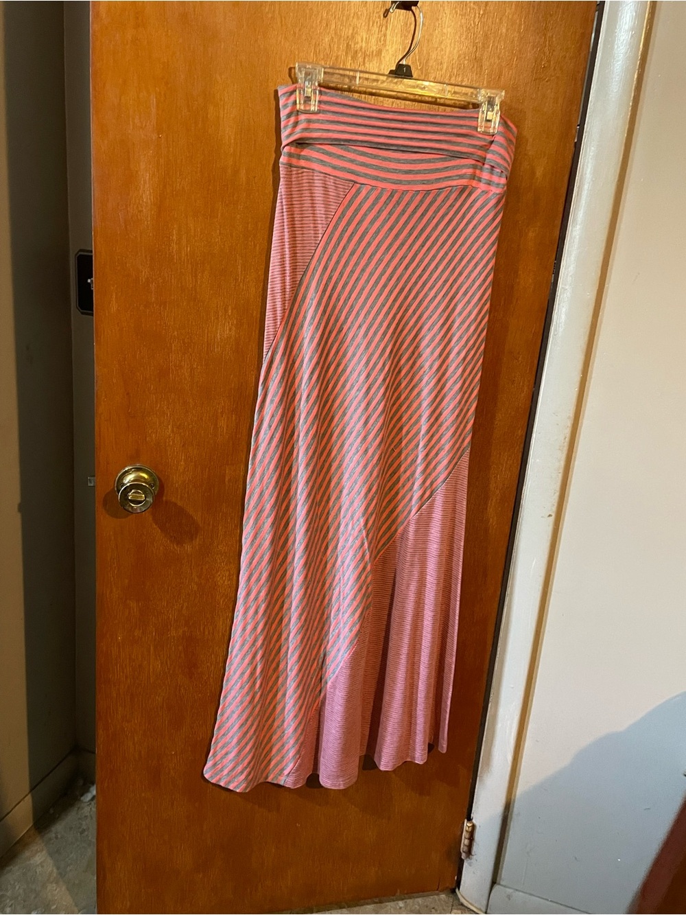 Joe Benbasset Pink and Gray Striped Maxi Skirt Size M